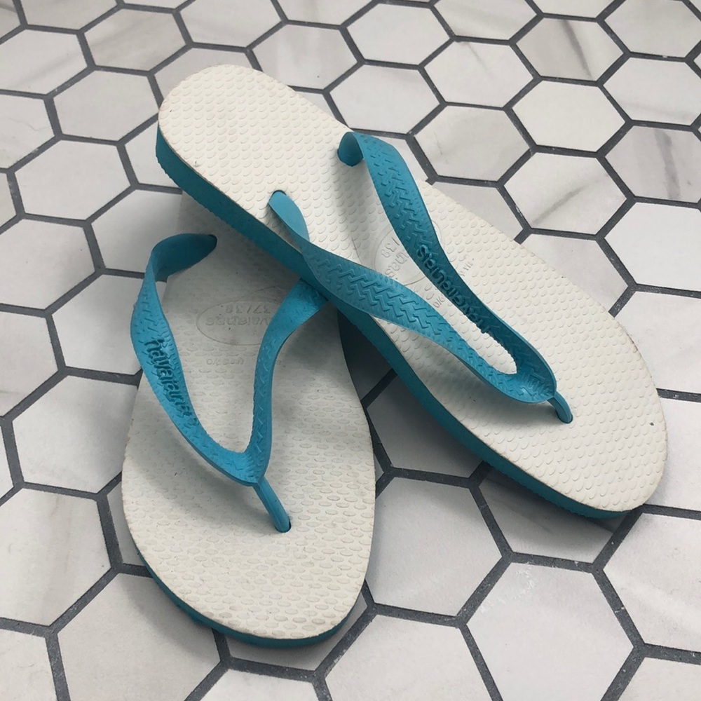 Blue and White Havaianas